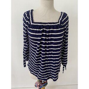 Cable & Gauge Women's Blue White Long Sleeves Casual Top Blouse Shirt Size M